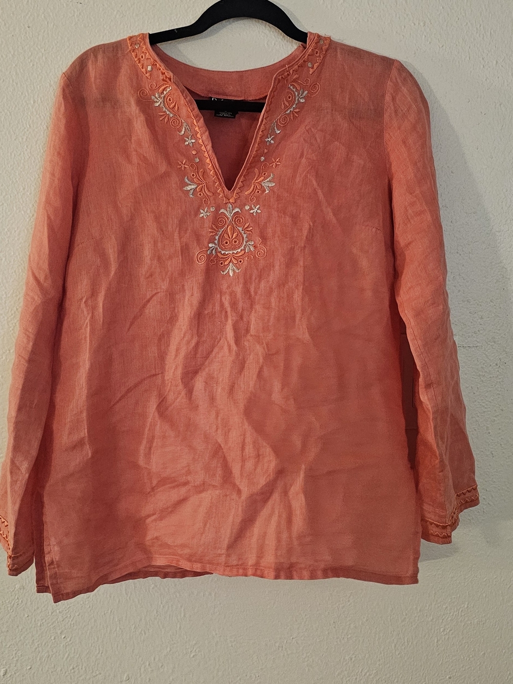 Rafaella Coral Embroidered V-Neck Tunic